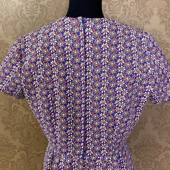 Vintage 60s 70s Flower Power Fall Floral Polyester Mad Men Mod Dress - Picture 7 of 9